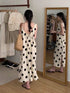 Polka Dot Sleeveless Long Side Slit Casual Dress